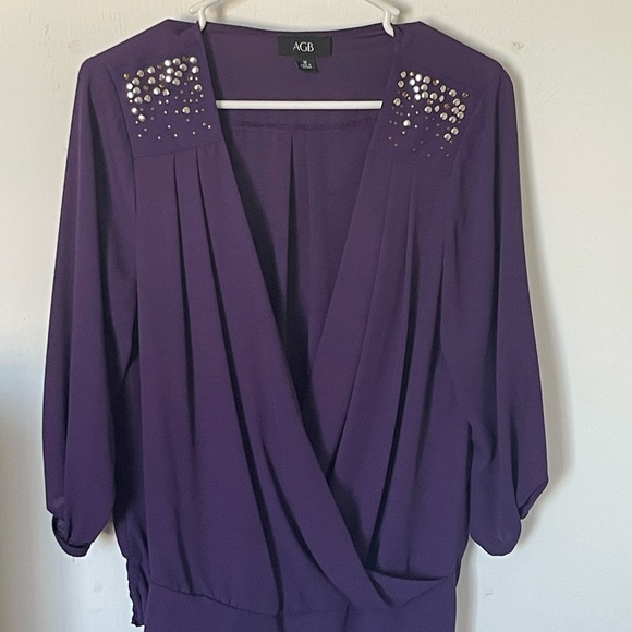 AGB Women's Deep Purple Embellished Blouse - Picture 2 of 5